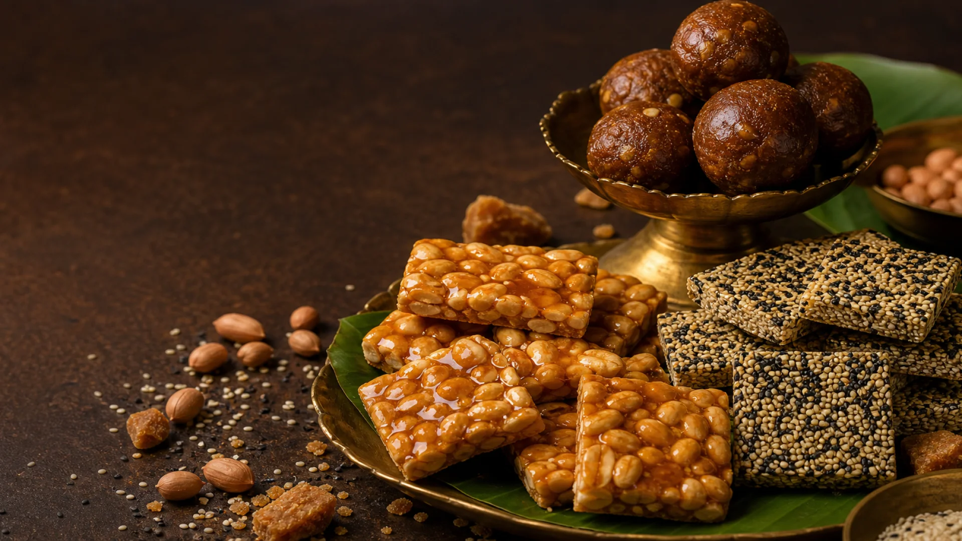 Assortment of chikki and traditional Indian sweets